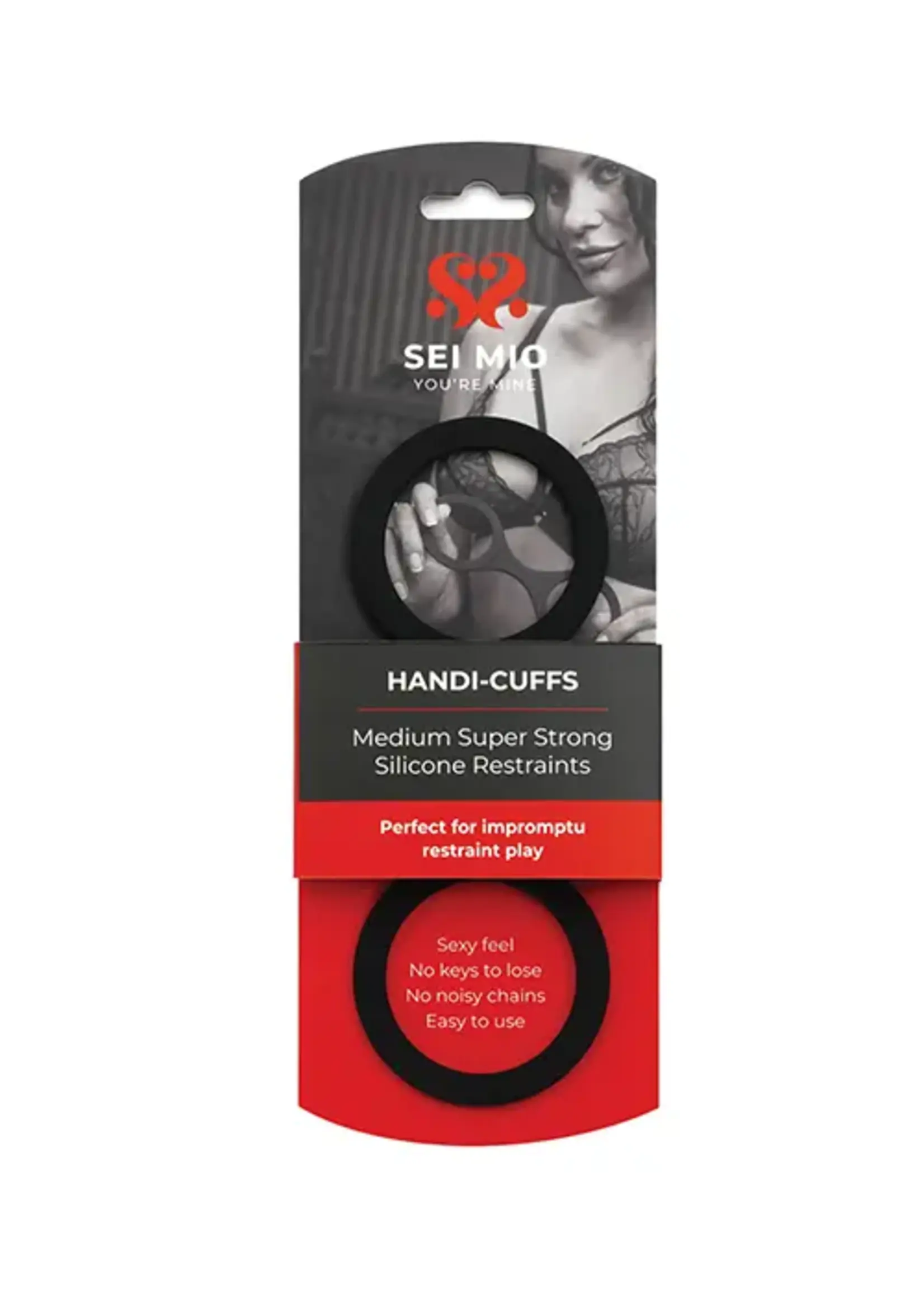 Sei Mio Sei Mio Handi Cuffs Super Strong Silicone Restraints - Medium, Black