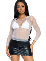 Leg Avenue 8278 Spandex Long Sleeved Net Shirt White