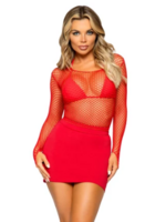 Leg Avenue 8278 Spandex Long Sleeved Net Shirt Red