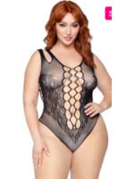 Leg Avenue 81641X Net and Lace Bodysuit BLACK Plus Size