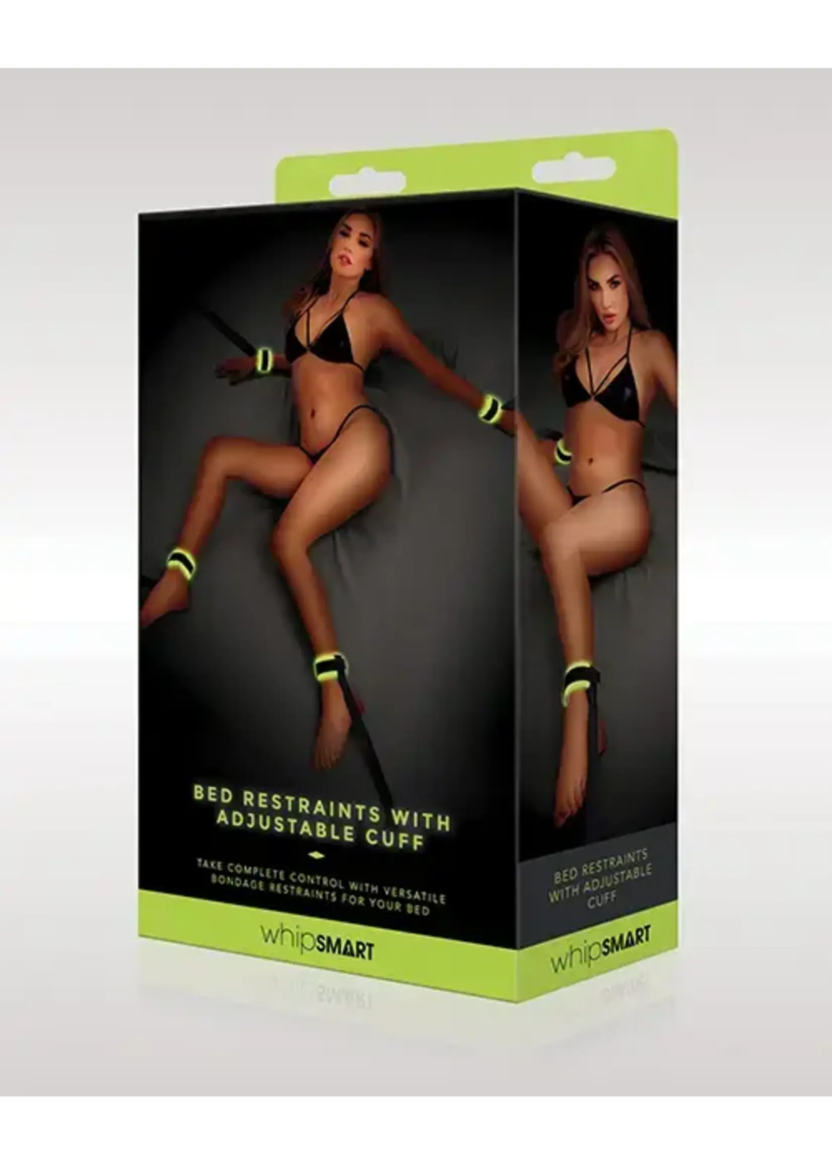 Whip Smart WhipSmart Glow in the Dark Bed Restraints w/Adjustable Cuffs - Green