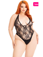 Leg Avenue 89332X Lace Deep V Teddy BLACK Plus Size