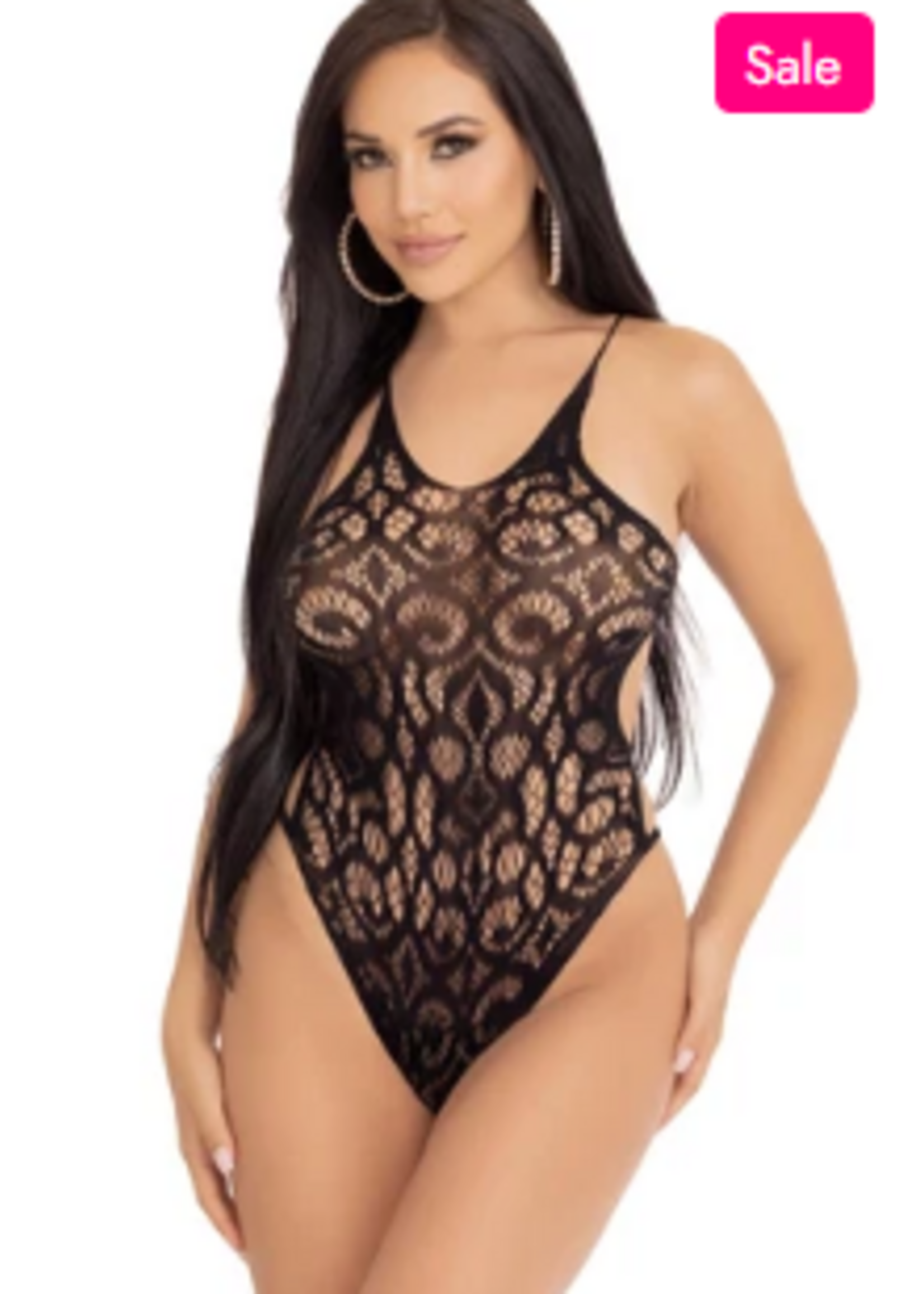 Leg Avenue 81643 Strappy Black Lace Teddy Black
