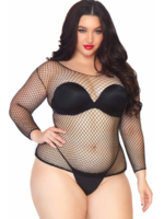 Leg Avenue 8278X Spandex Long Sleeved Net Shirt Black Plus Size