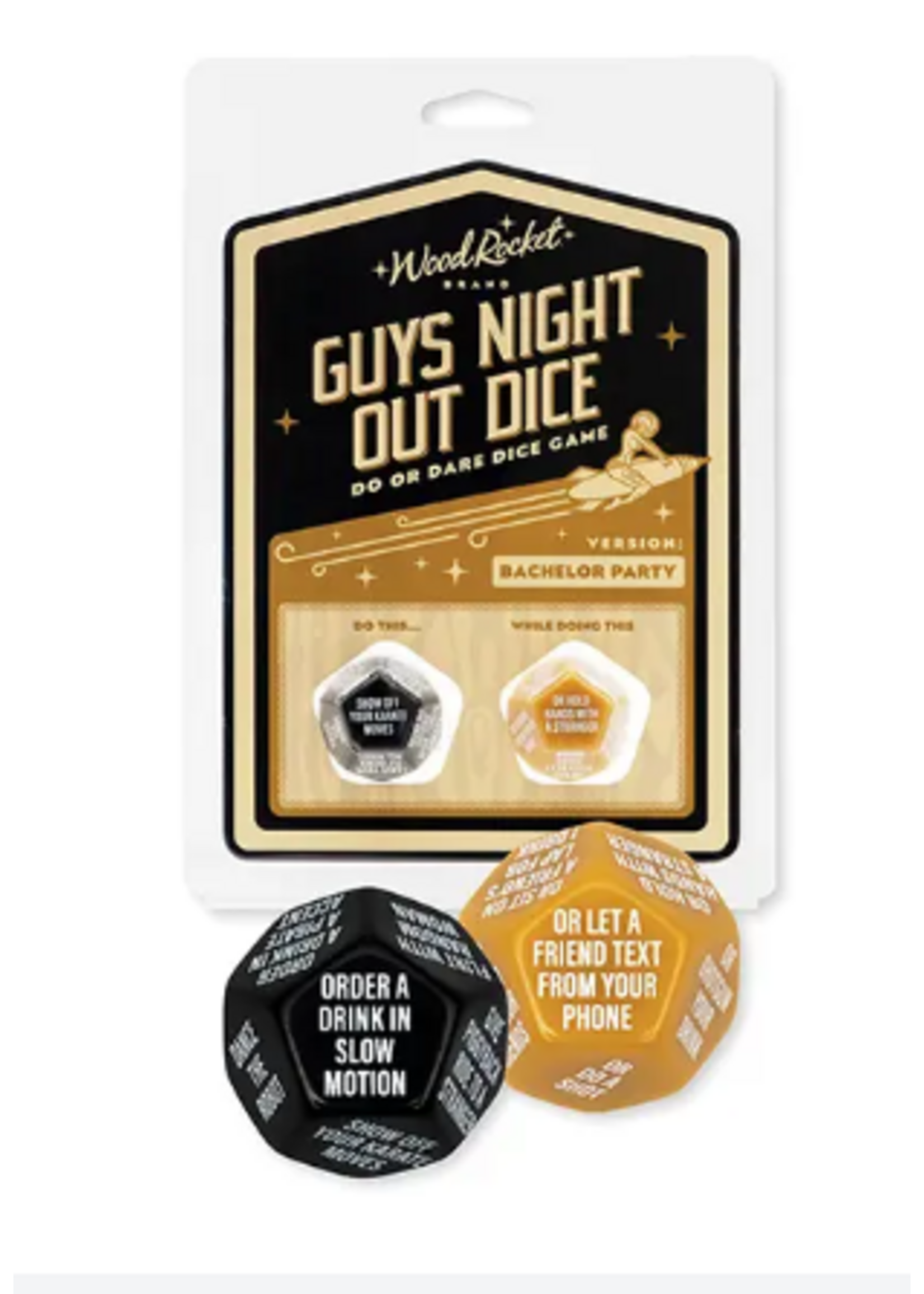 Wood Rocket Guys Night Out Do or Dare Dice Game - Black