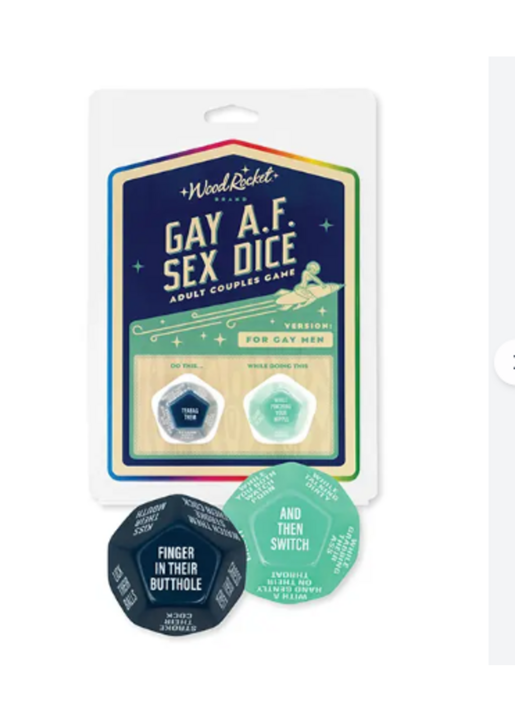 CalExotics Wood Rocket Gay AF Gay Men Couples Sex Dice Game - Blue