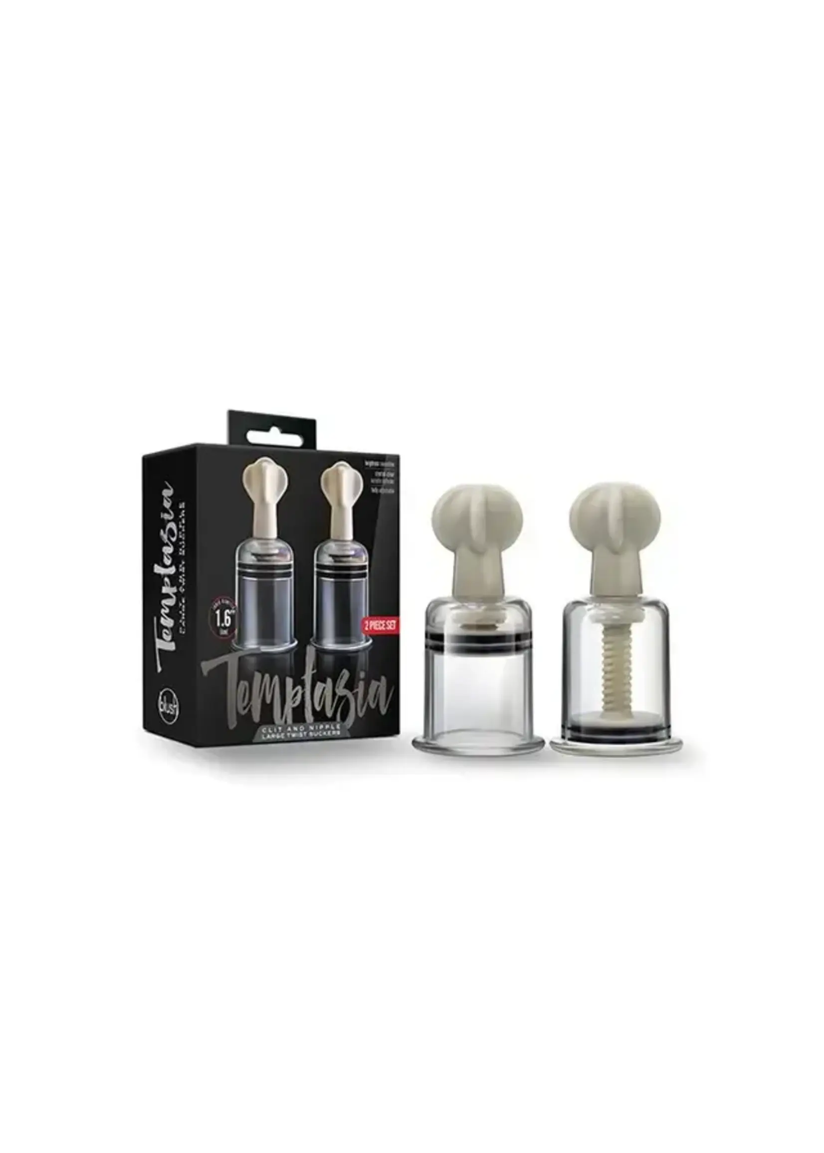 Blush Blush Temptasia Clit & Nipple Large Twist Suckers - Clear Set of 2