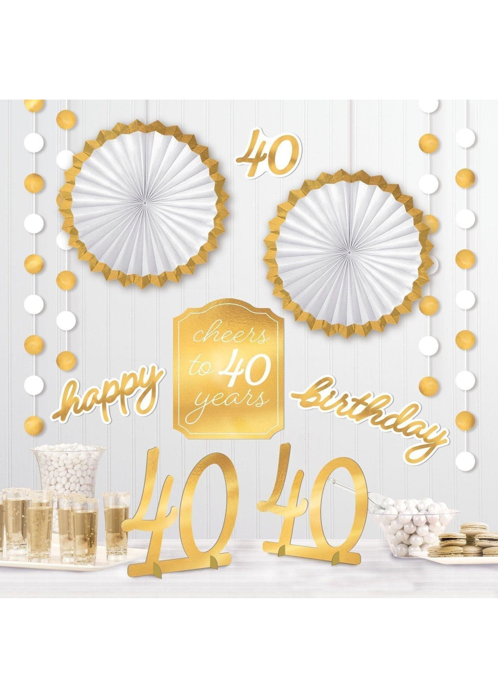Giant Metallic Golden Age 40th Birthday Room Decorating Kit ...