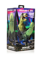 creature cocks Jurassic Cock Dinosaur Silicone Dildo - Green/blue