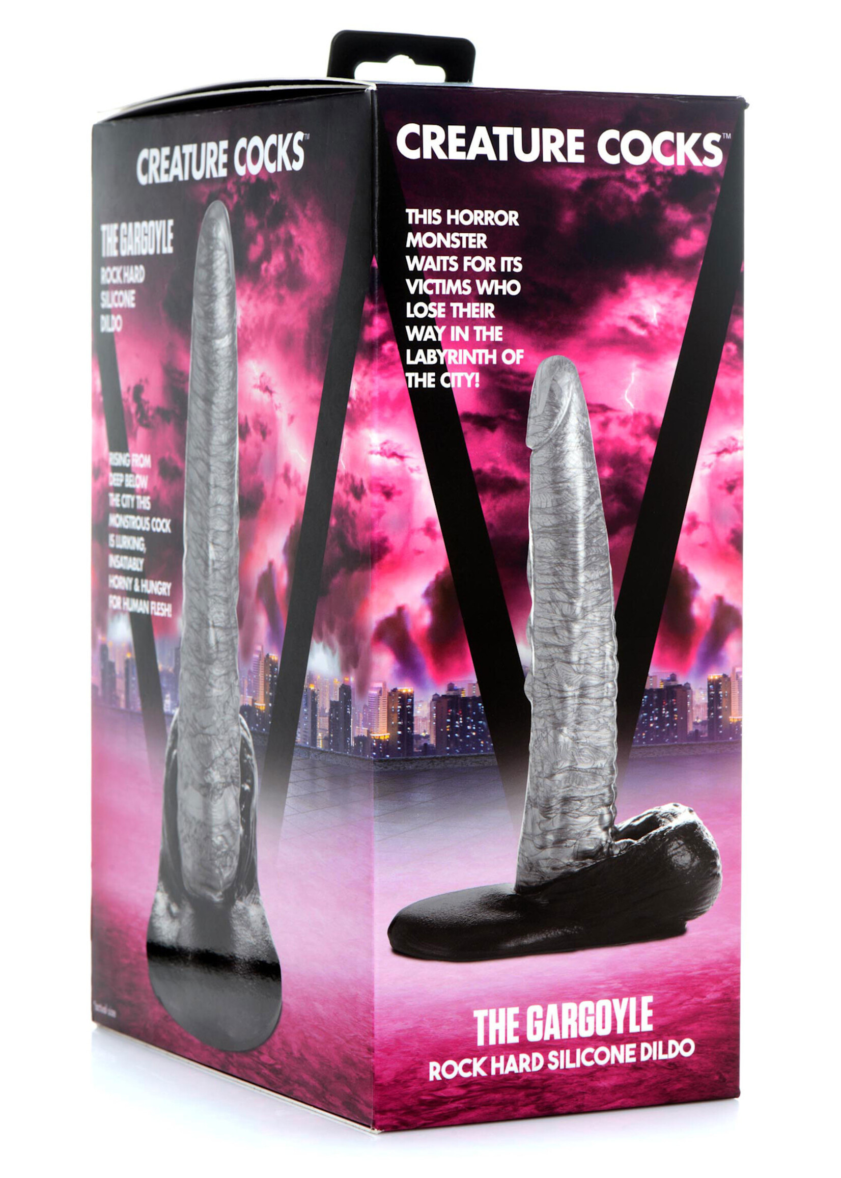 creature cocks The Gargoyle Rock Hard Silicone Dildo - Silver