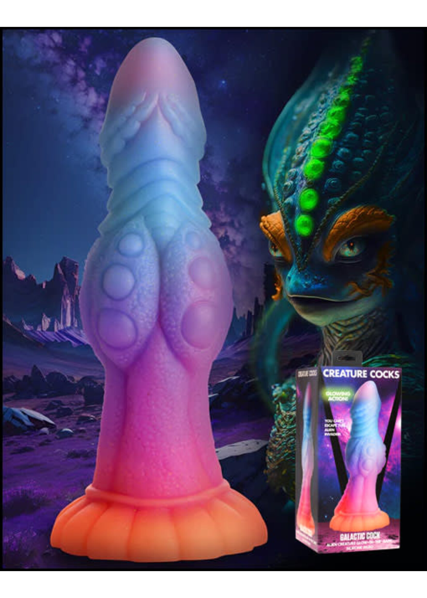 creature cocks Galactic Cock Alien Creature Glow-in-the-Dark Silicone Dildo