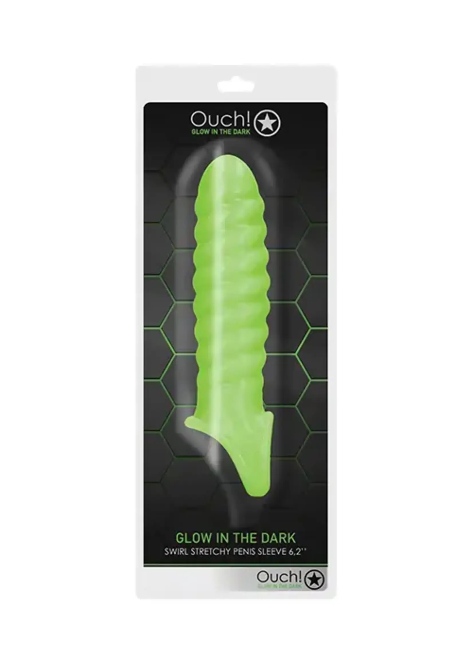 Ouch Shots Ouch Swirl Stretchy Penis Sleeve - Glow in the Dark
