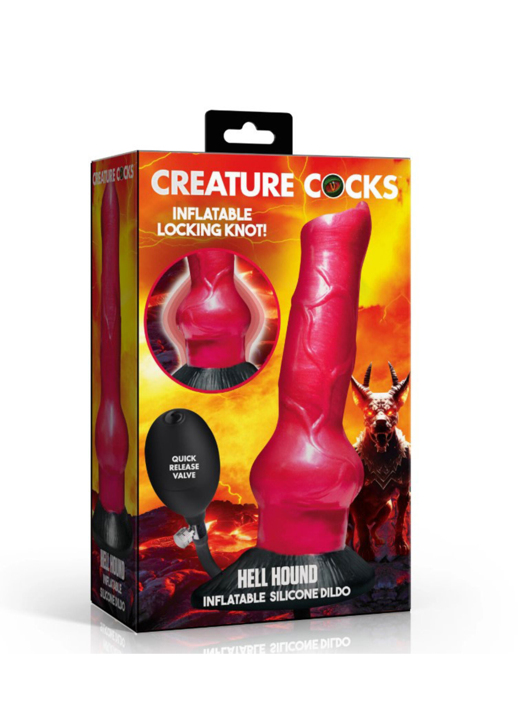 creature cocks Hell Hound Inflatable Silicone Dildo - Red