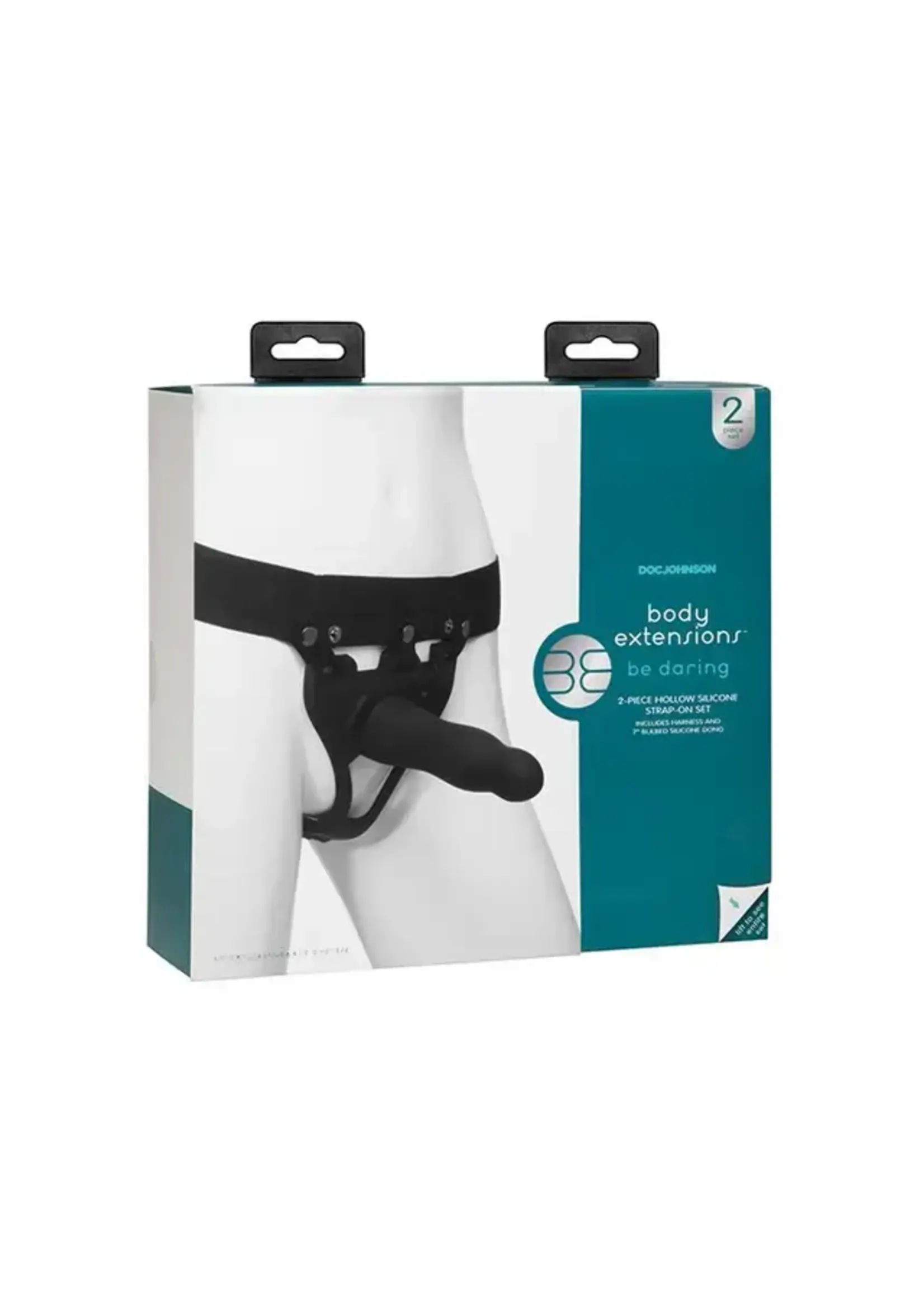 Doc Johnson Body Extensions Be Daring 2 Piece Strap On Set - Black