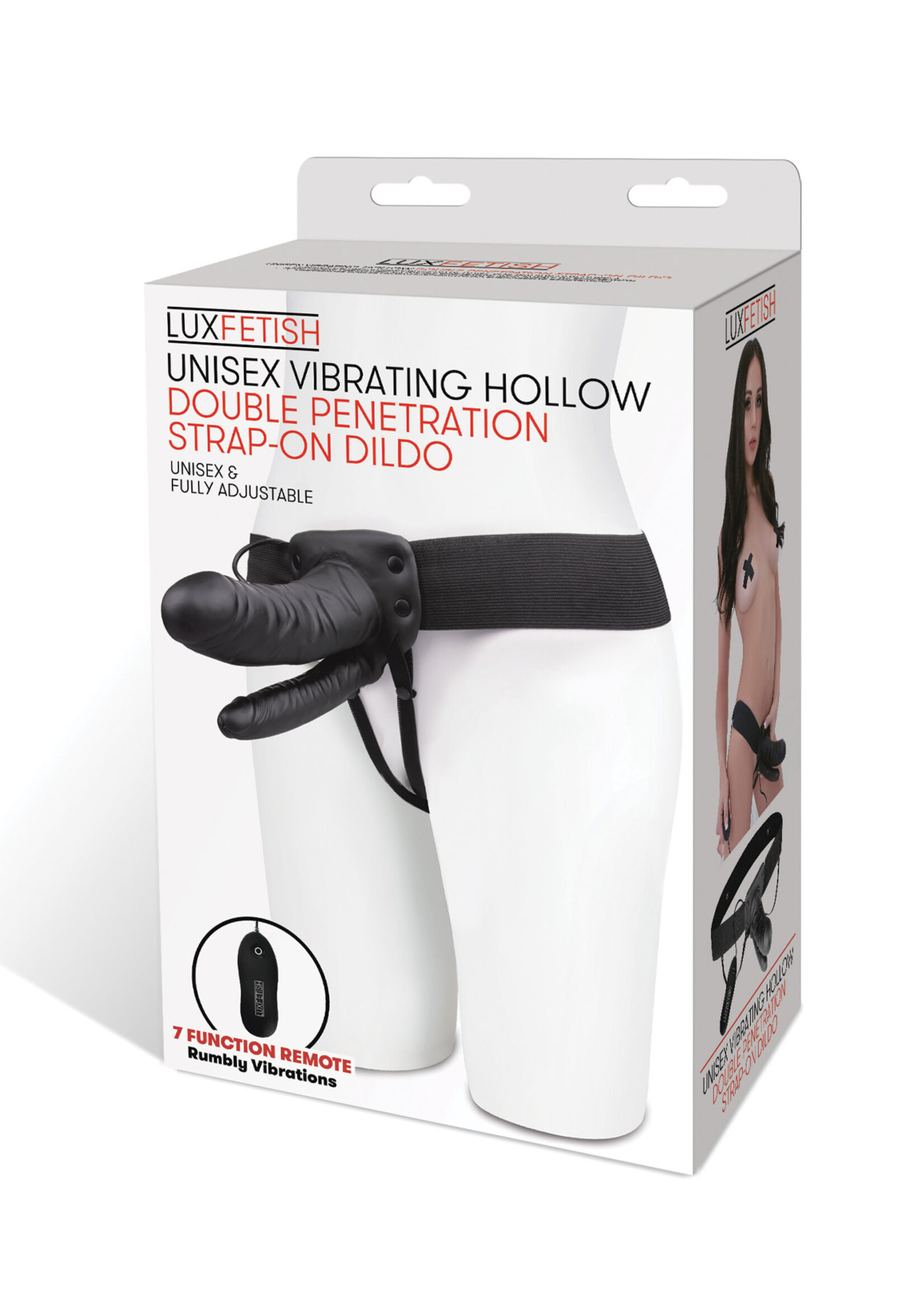 Lux Fetish Lux Fetish Unisex Vibrating Hollow Double Penetration Strap On Dildo