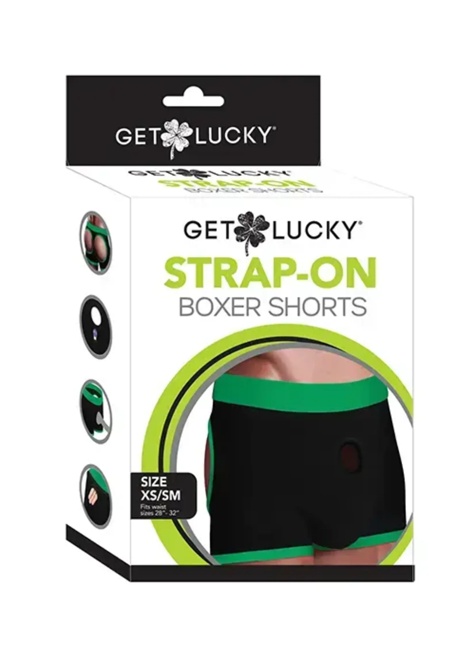Get Lucky Get Lucky Strap On Boxers - XS-S Black/Green