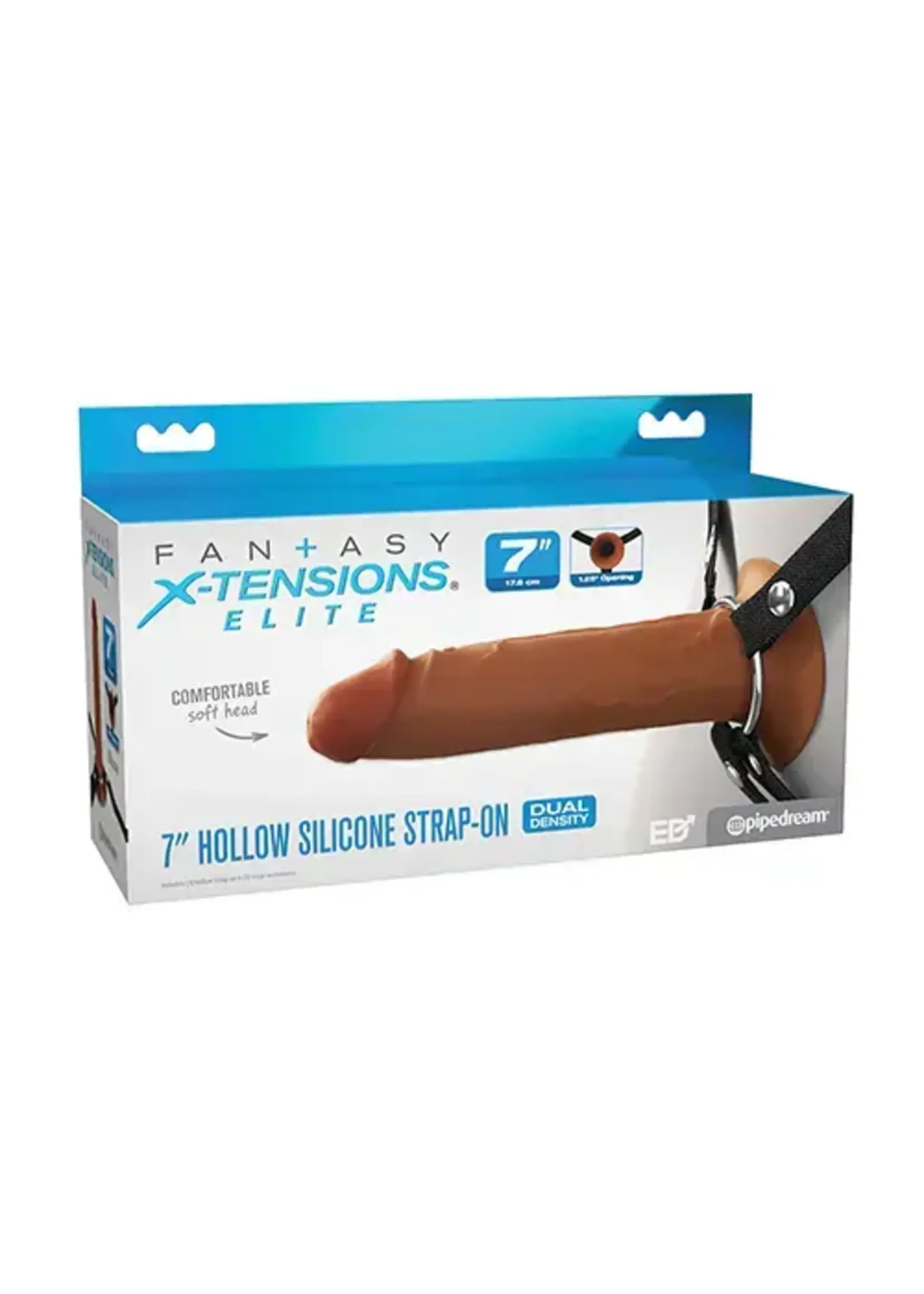 Fantasy X-tensions Fantasy X-tensions Elite 7" Silicone Hollow Strap-on - Brown