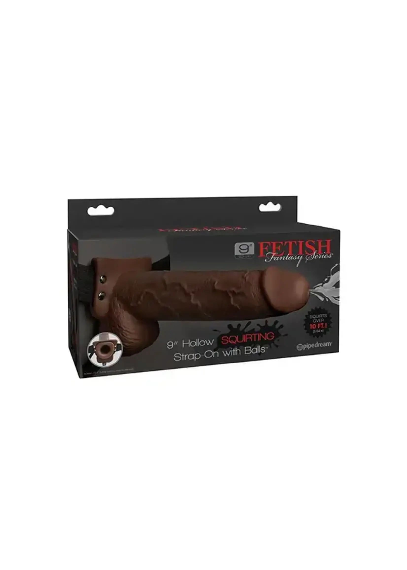 Fetish Fetish Fantasy Series 9" Hollow Squirting Strap On w/Balls - Brown