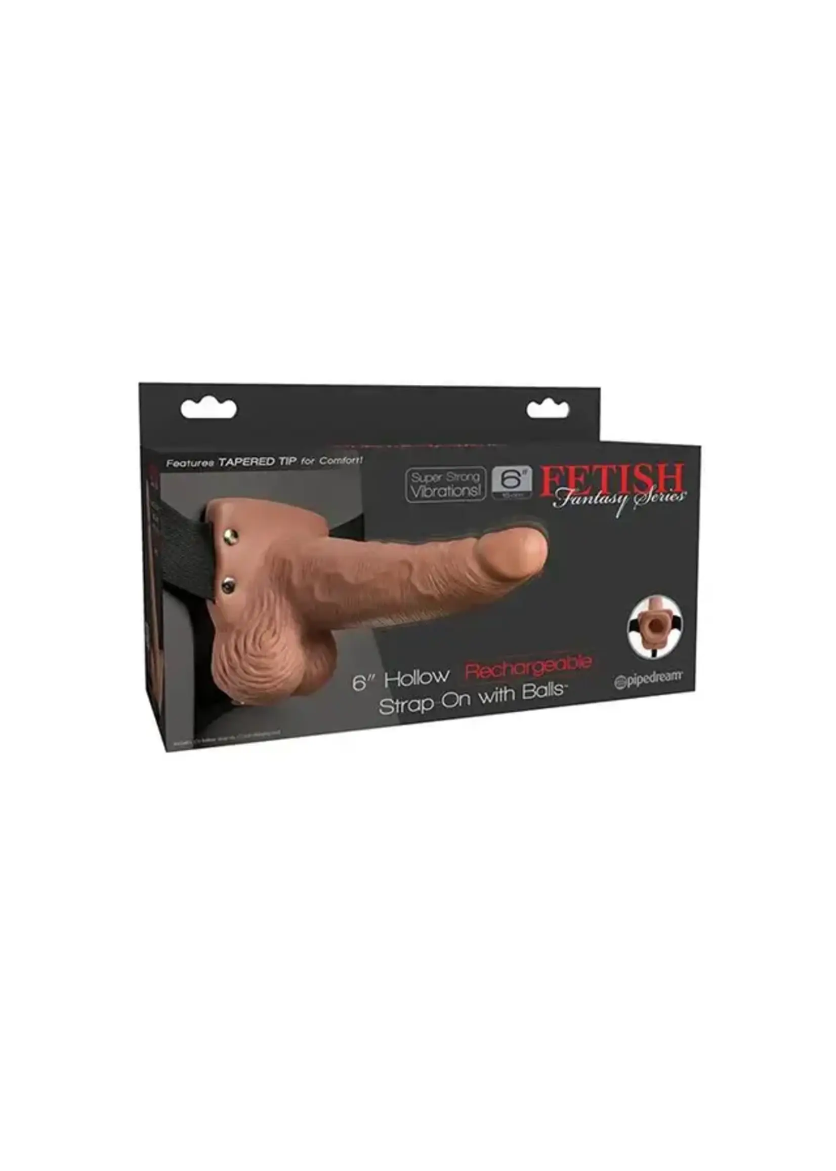 Fetish Fetish Fantasy Series 6" Hollow Rechargeable Strap On w/Balls - Tan