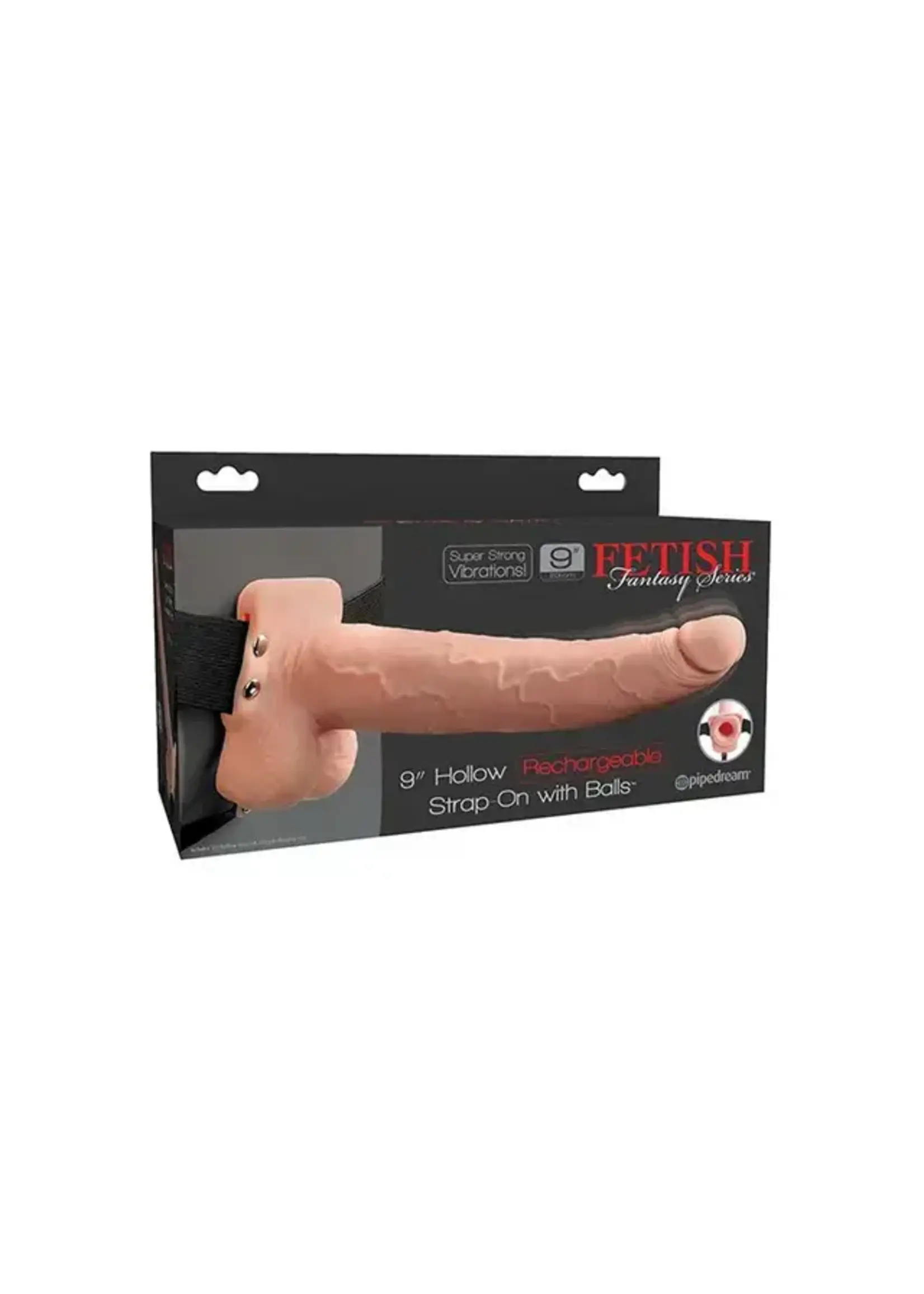 Fetish Fetish Fantasy Series 9" Hollow Rechargeable Strap On w/Balls - Flesh