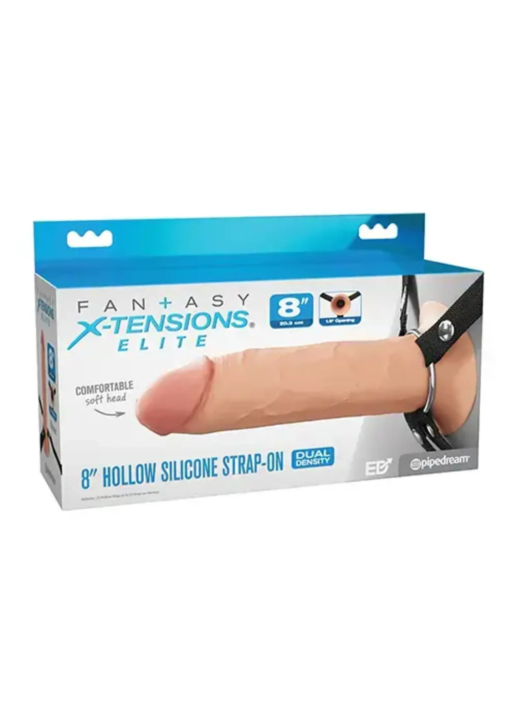 Fantasy X-tensions Fantasy X-Tensions Elite 8" Silicone Hollow Strap-on w/Harness - Light