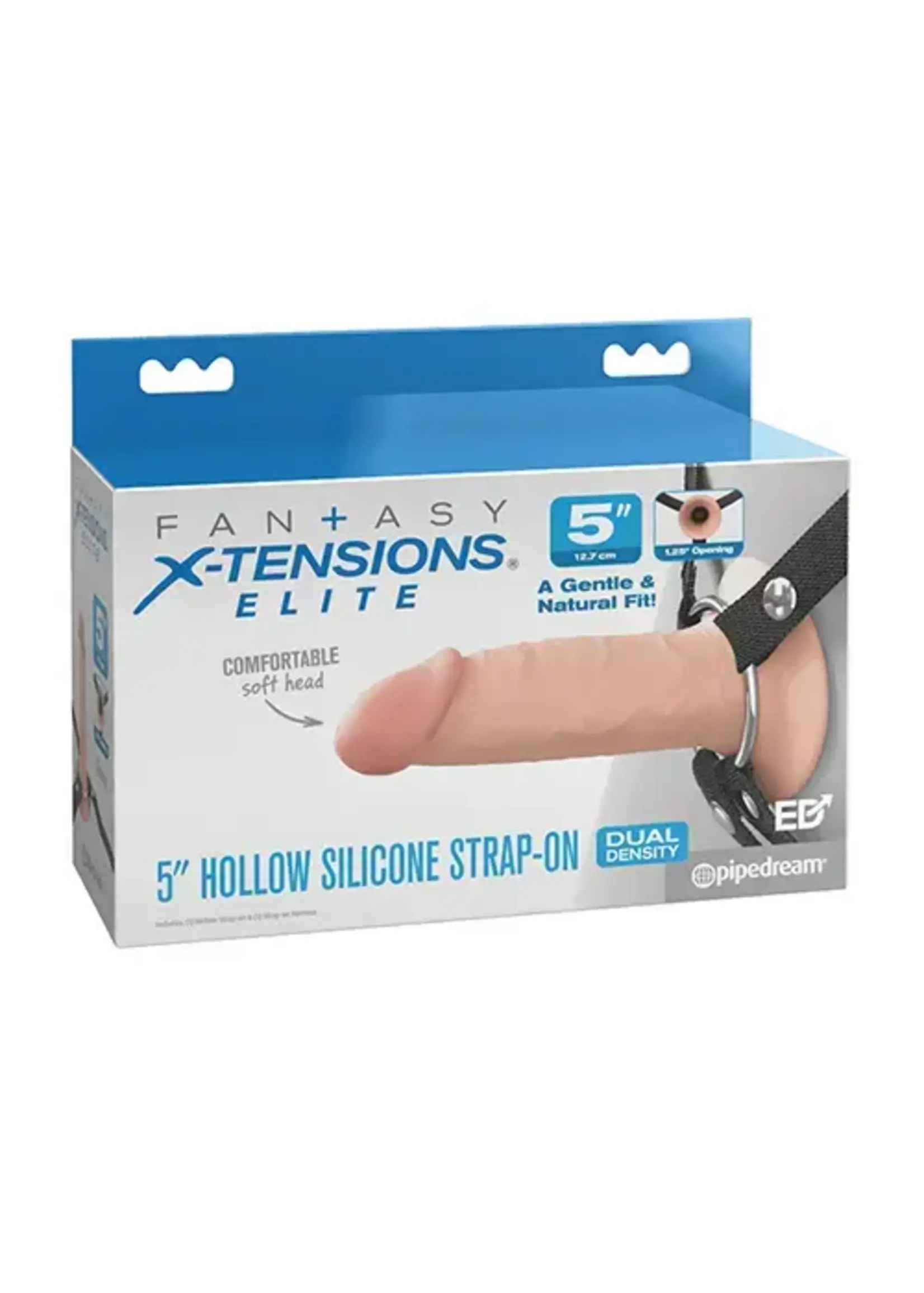 Fantasy X-tensions Fantasy X-Tensions Elite 5" Silicone Hallow Strap-On Dual Density - Light