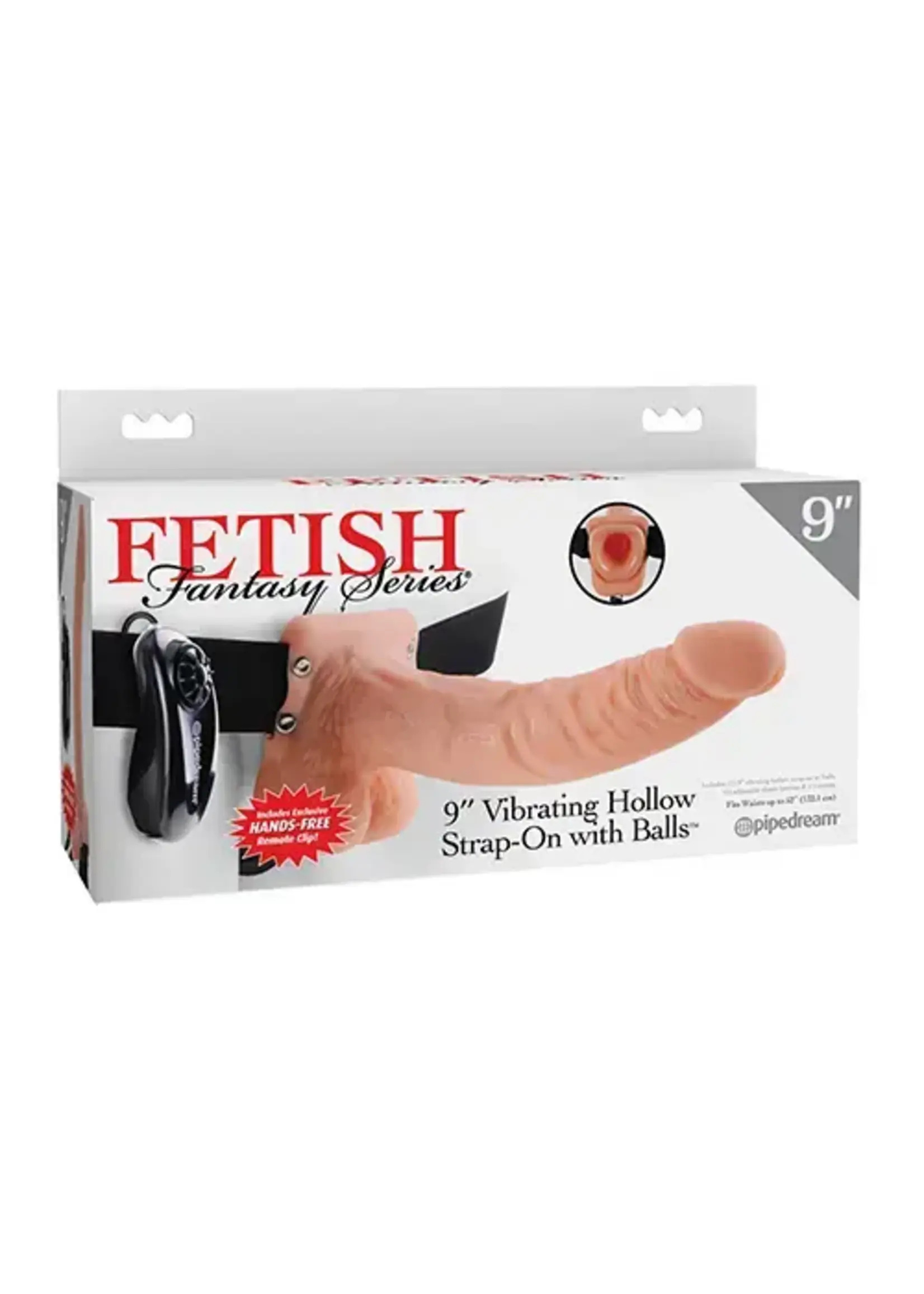 Fetish Fetish Fantasy Series 9" Vibrating Hollow Strap On w/Balls - Flesh