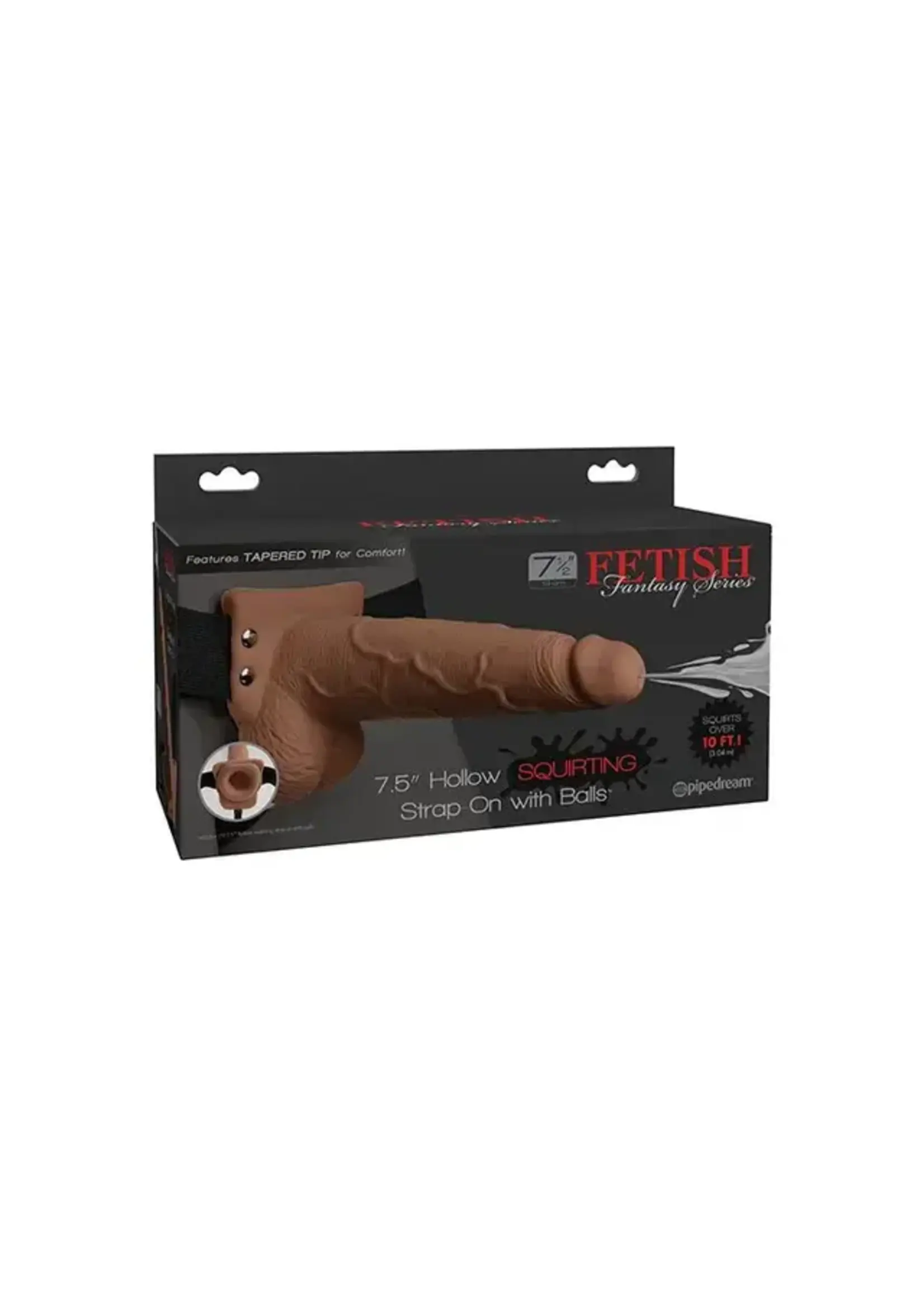 Fetish Fetish Fantasy Series 7.5" Hollow Squirting Strap On w/Balls - Tan