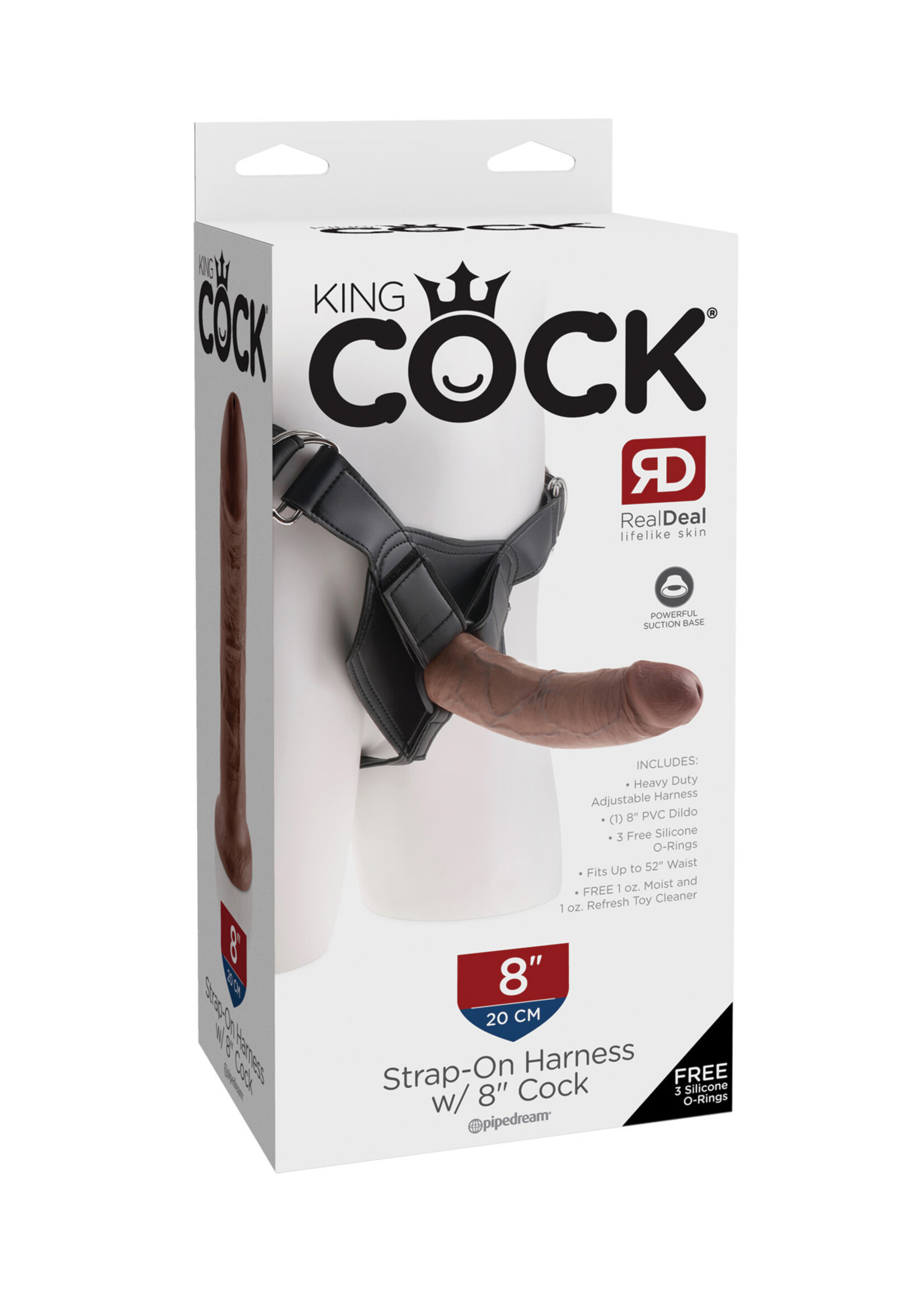 King Cock King Cock Strap-On Harness w/8" Cock - Brown