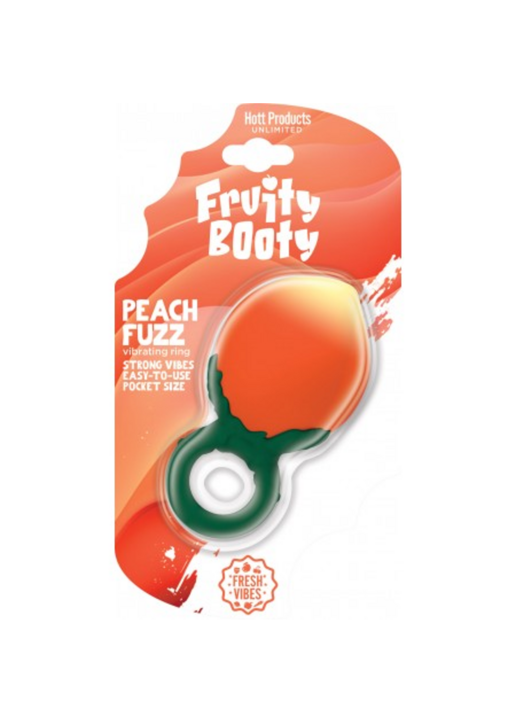 Hott Products Fruity Booty Peach Fuzz Peach Vibe Ring Liquid Silicone Rechargeable