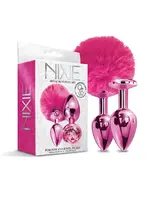 Nixie Nixie Metal Butt Plug Set w/Jewel Inlaid & Pom Pom - Pink Metallic