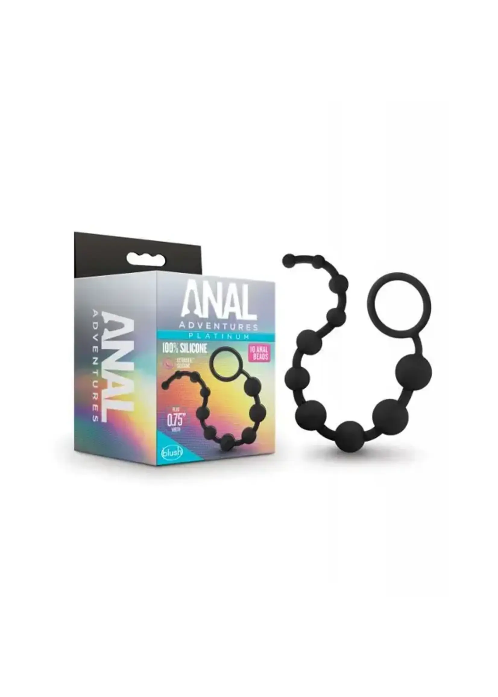 Anal Adventures Blush Anal Adventures Platinum Silicone 10 Anal Beads - Black