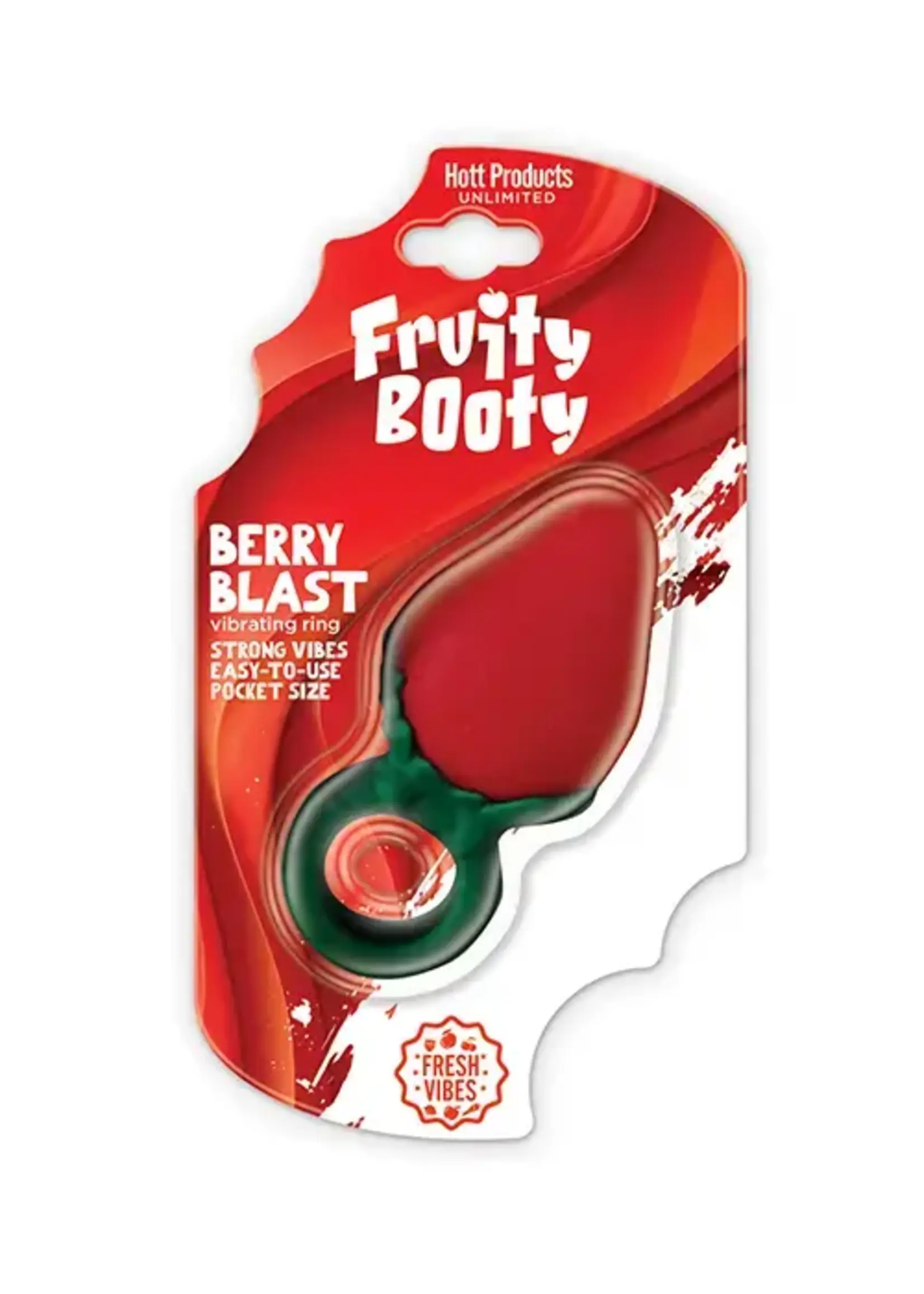 Hott Products Fruity Booty Berry Buzz Strawberry Vibe Ring Liquid Silicone Multi-Speed