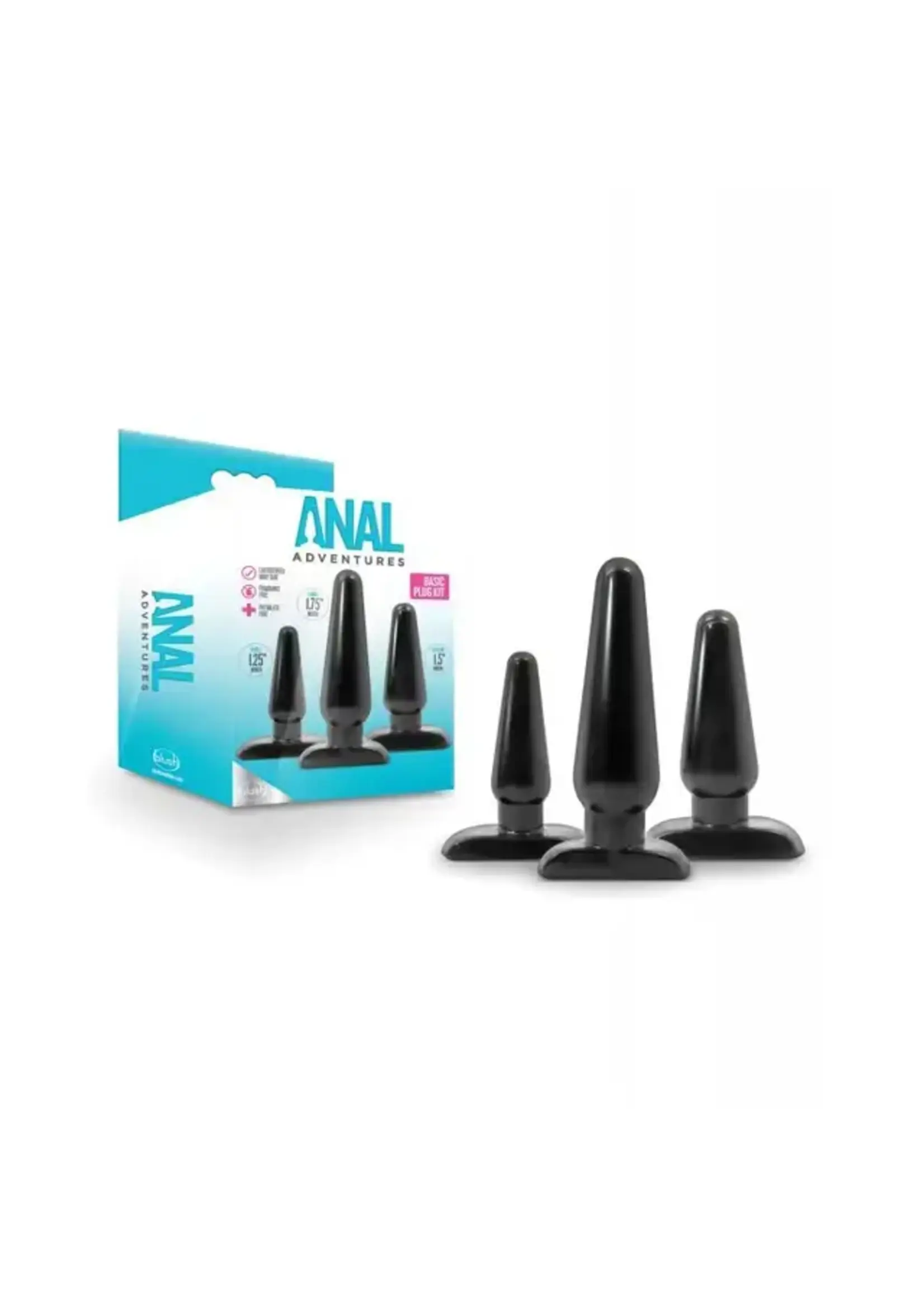 Anal Adventures Blush Anal Adventures Basic Plug Kit - Black