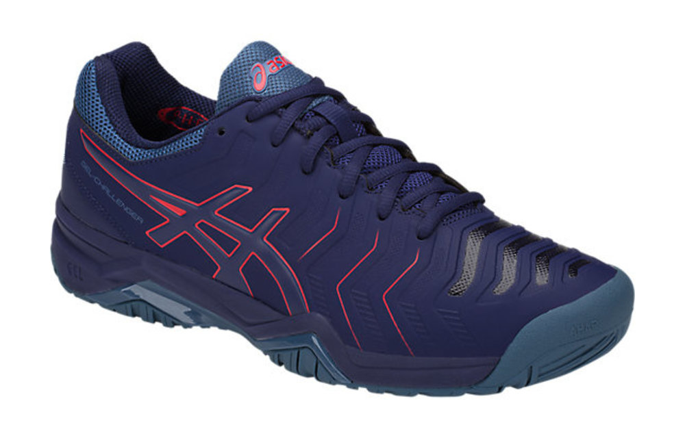 Asics Gel Challender 11 Men's Tennis Shoe (Blue Print/Red Alert)