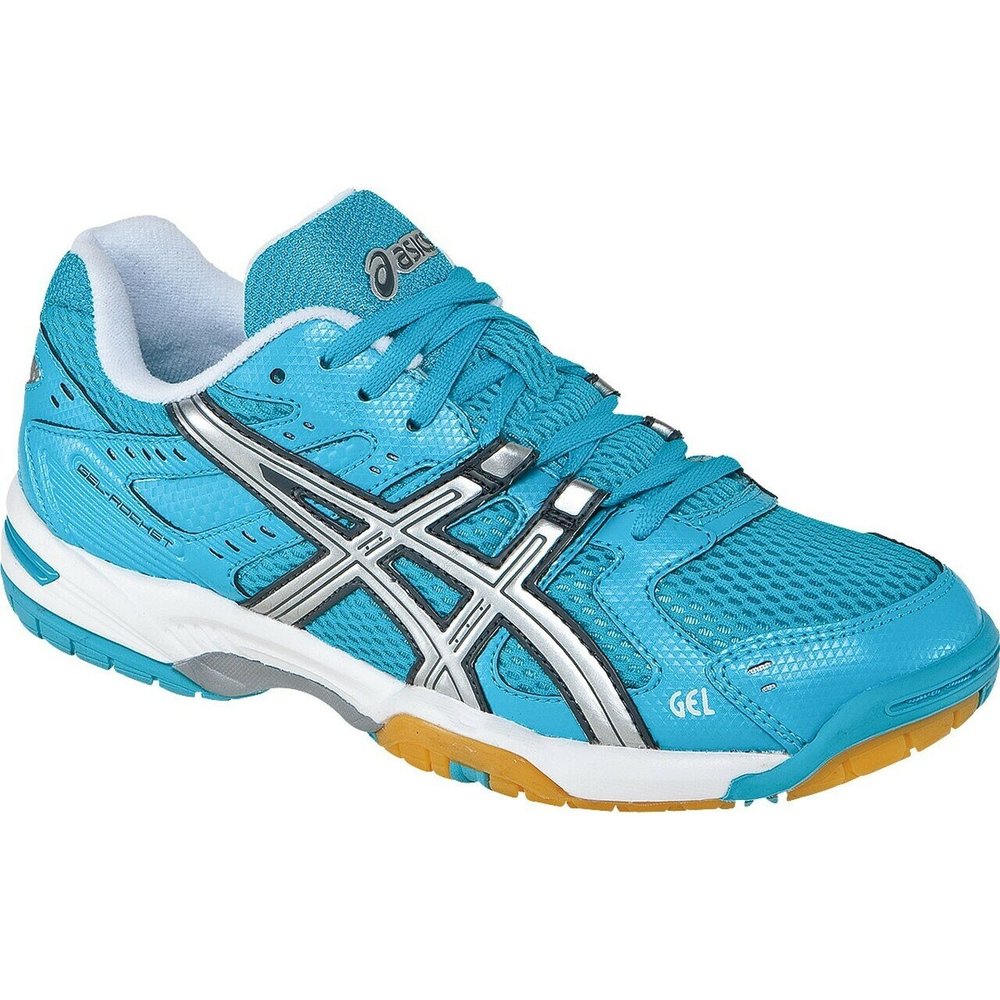 Asics Gel Rocket 6 Women s Indoor Court Shoe Tourqouise Silver White MatchpointStore