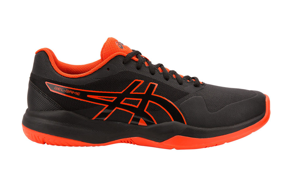 Asics Gel Game 7 Men's Tennis Shoe (Black/Cherry Tomato)