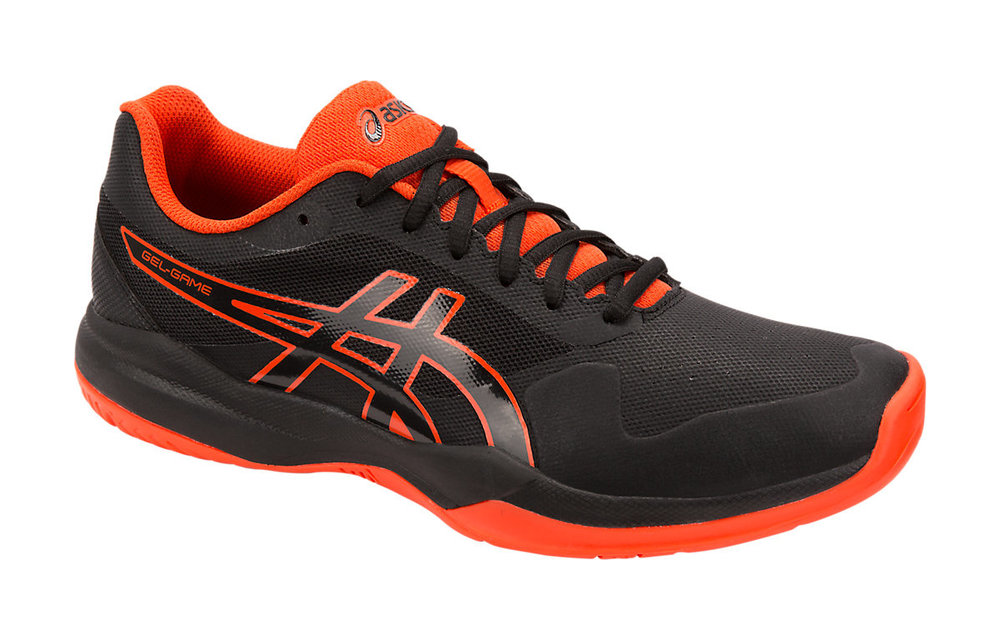 Asics Gel Game 7 Men's Tennis Shoe (Black/Cherry Tomato)