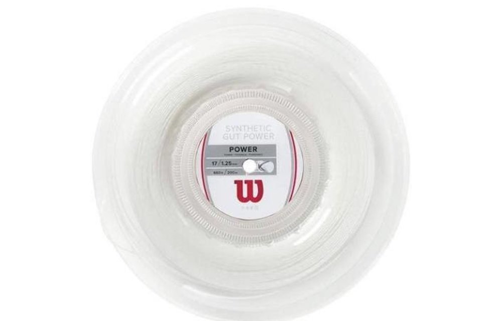 Wilson Synthetic Gut Power 16 G Tennis String Reel 200m (White) 