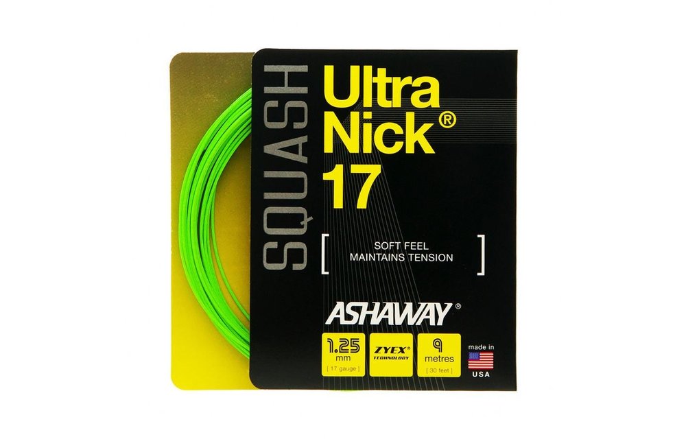 Ashaway UltraNick 17 Squash String (Lime Green)
