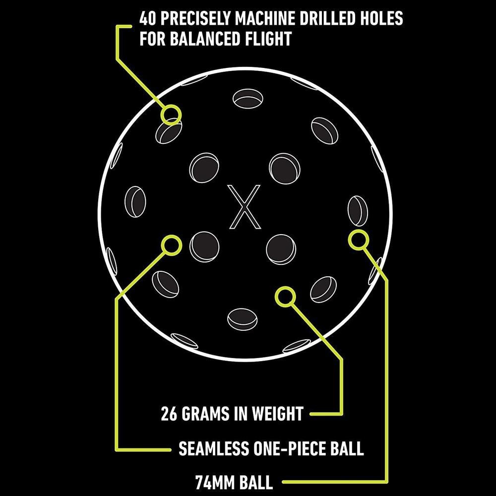 Franklin Pickleball X-40 Outdoor Box of 100 (Optic Yellow)