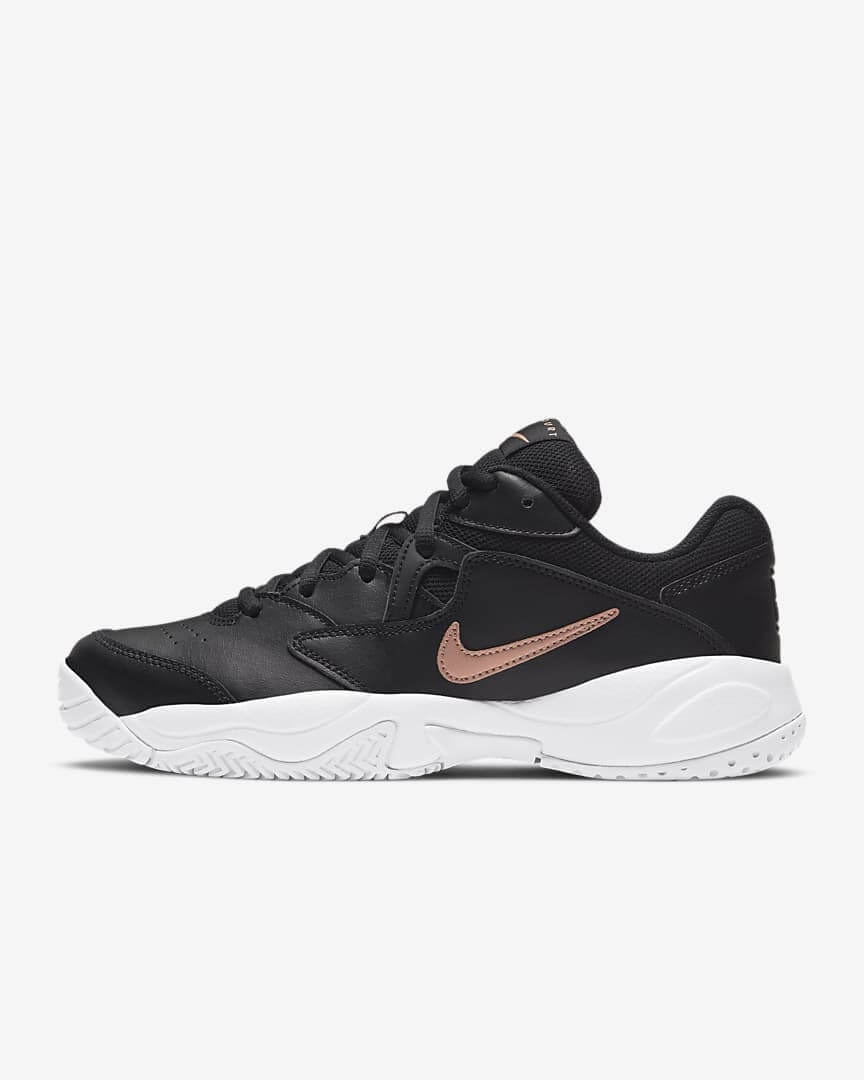 Nike Court Lite 2 Women's Tennis Shoe (Black/Metalic Red Bronze-White)