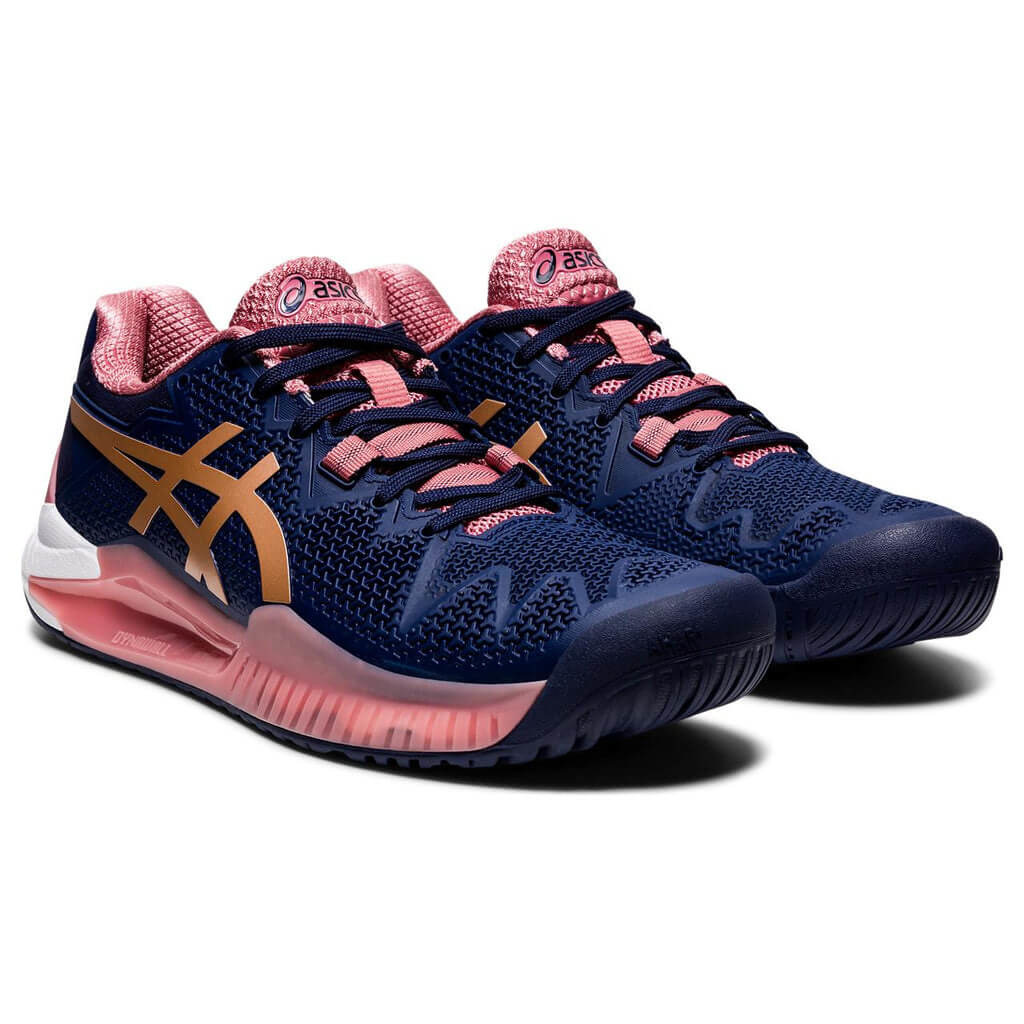 Asics Gel Resolution 8 Women's Tennis Shoe (Peacoat/Rose Gold)