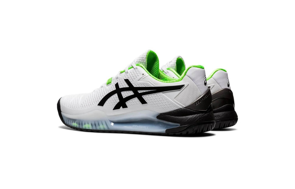 Asics Gel Resolution 8 Men's Tennis Shoe (White/Black/Green)