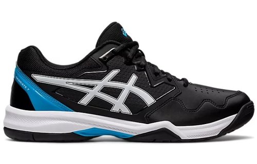 Asics Gel Dedicate 7 Men's Tennis Shoe (Black/Island Blue)
