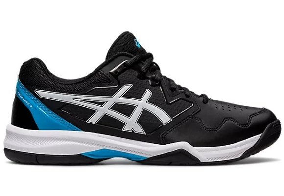 Asics Gel Dedicate 7 Men's Tennis Shoe (Black/Island Blue)