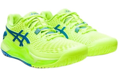 Asics Gel-Resolution 9 Women's Tennis Shoe (Hazard Green/Reborn Blue)
