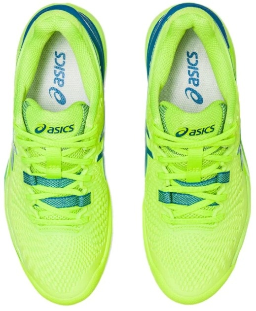 Asics Gel-Resolution 9 Women's Tennis Shoe (Hazard Green/Reborn Blue)