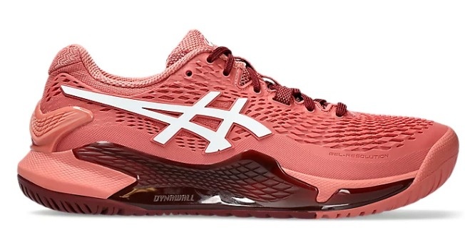 Asics Gel Resolution 9 Women's Clay Tennis Shoe (Light Garnet/White)