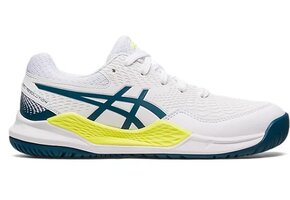 Asics Gel Resolution 9 GS Junior Tennis Shoe (White/Restful Teal)